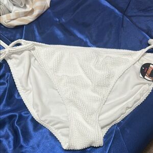 No Boundaries Textured White Bikini Bottom